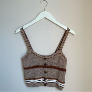 Astr Brown and White Striped Tank Top